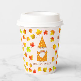 Niedliche Gnome und farbige Herbstlaube Pappbecher