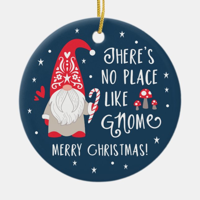 Niedliche Gnome Weihnachtsfeier Keramik Ornament (Vorne)