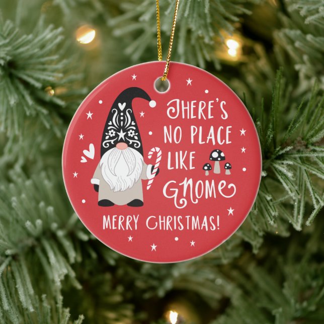 Niedliche Gnome Weihnachtsfeier Keramik Ornament (Baum)