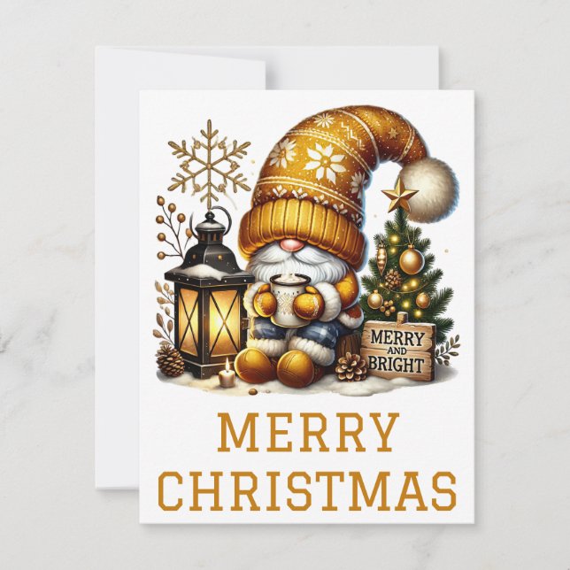 Niedliche Gnome Weihnachtskarte Feiertagskarte (Vorderseite)