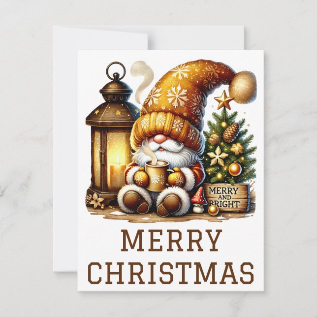 Niedliche Gnome Weihnachtskarte Feiertagskarte (Vorderseite)