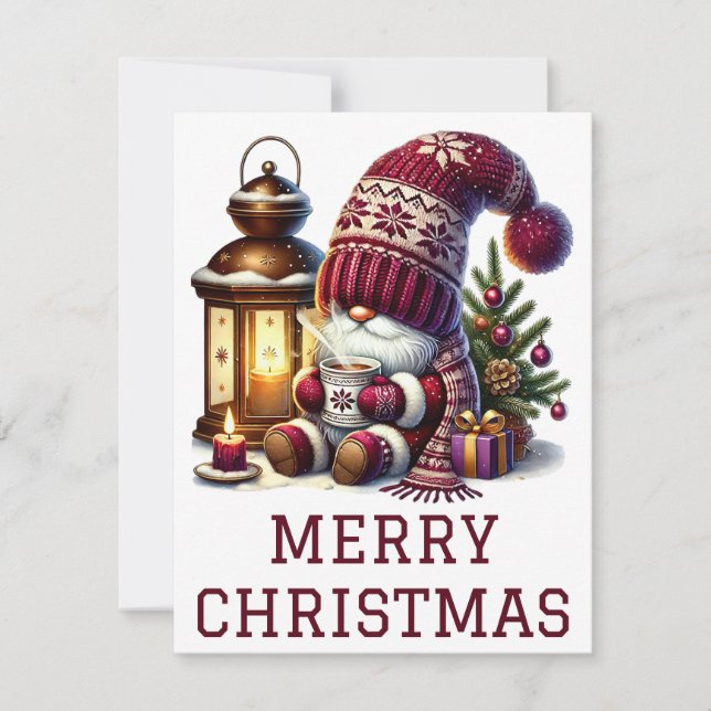 Niedliche Gnome Weihnachtskarte Feiertagskarte (Vorderseite)