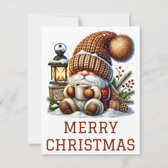 Niedliche Gnome Weihnachtskarte Feiertagskarte (Vorderseite)
