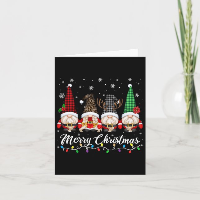 Niedliche Gnomes Frohe Weihnachts Light Gnome Fami Karte (Vorderseite)
