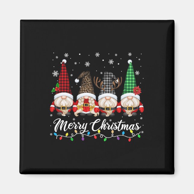 Niedliche Gnomes Frohe Weihnachts Light Gnome Fami Magnet (Vorne)