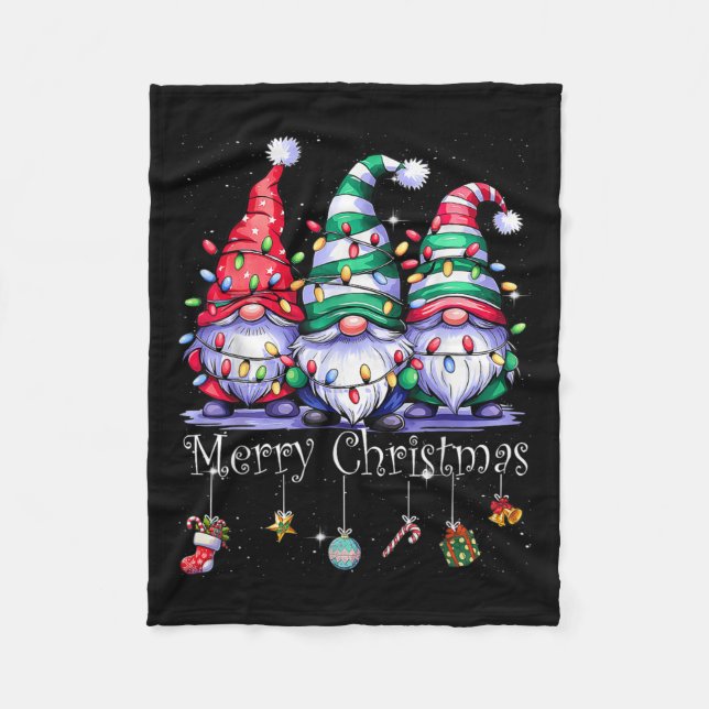 Niedliche Gnomes Frohe Weihnachtsfamilie Gnome Xma Fleecedecke (Vorderseite)