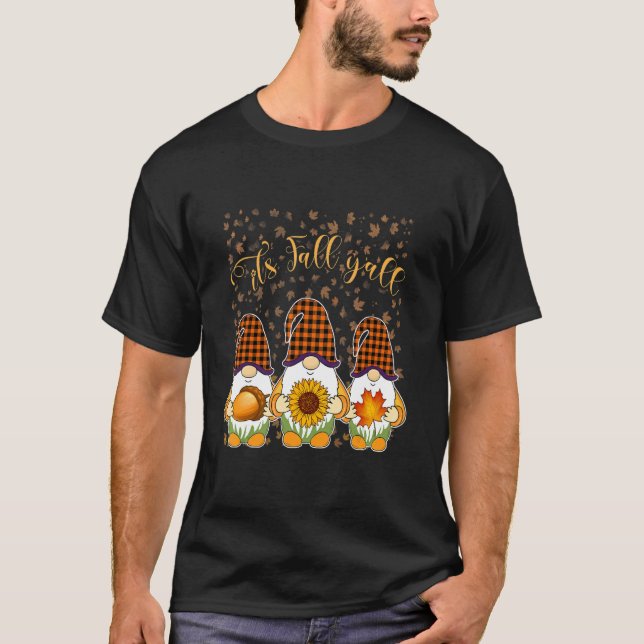 Niedliche Gnomes Pumpkin Herbstbaum Herbstlaube Es T-Shirt (Vorderseite)