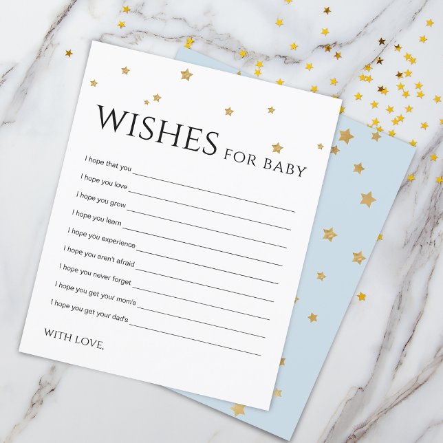 Niedliche Gold Stars Wünsche für Baby Advertising  (Cute Gold Stars Wishes for Baby Advice Card)