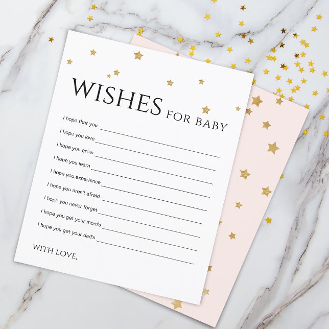 Niedliche Gold Stars Wünsche für Baby Advertising  (Cute Gold Stars Wishes for Baby Advice Card)