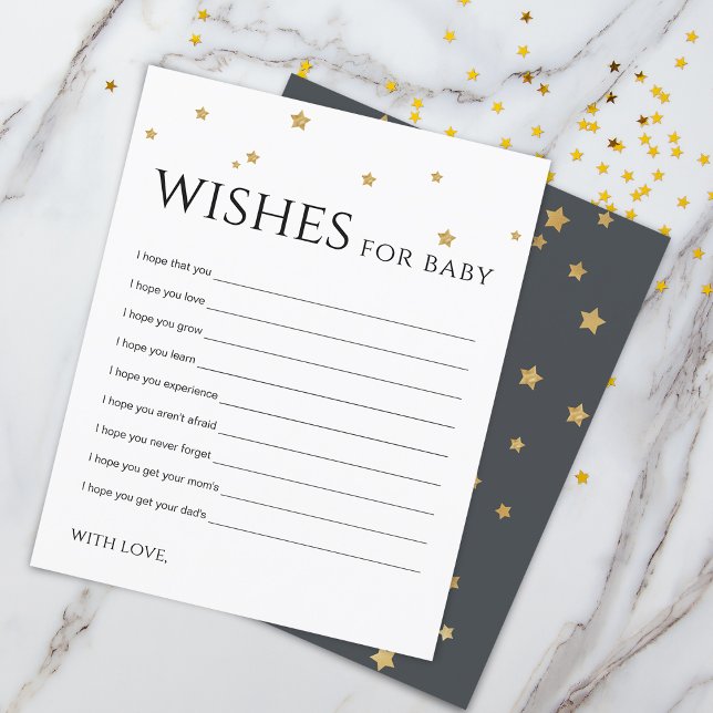 Niedliche Gold Stars Wünsche für Baby Advertising  (Cute Gold Stars Wishes for Baby Advice Card)