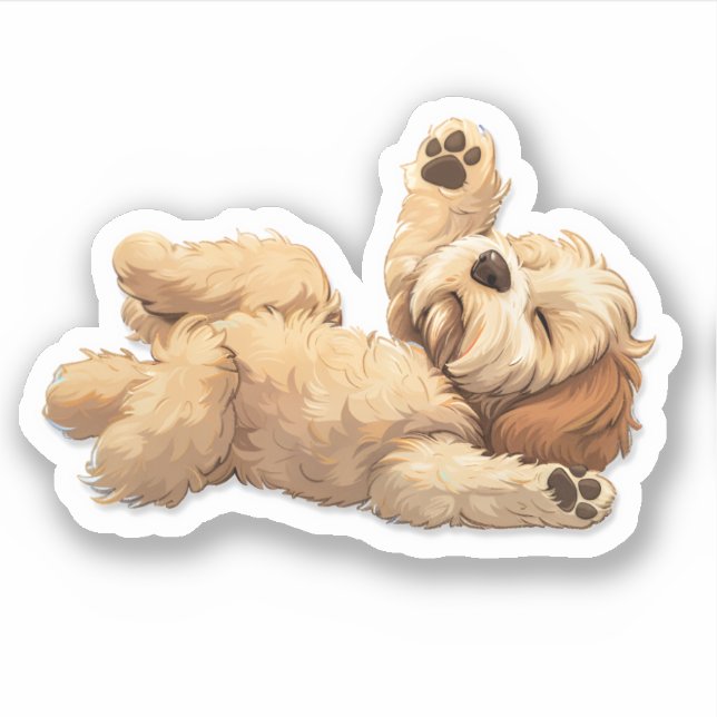 Niedliche Golden Doodle Stretching Aufkleber (Vorderseite)