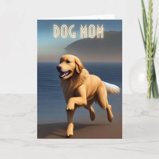 Niedliche Golden Retriever Beach Hund Mama Karte (Vorderseite)