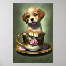 Niedliche Golden Retriever Welpe im Teacup