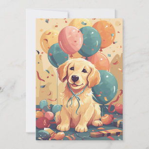 Niedliche Golden Retriever Welpenflatkarte Dankeskarte
