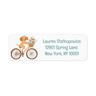 Niedliche Goldendoodle Dog Biking Spring Blumen