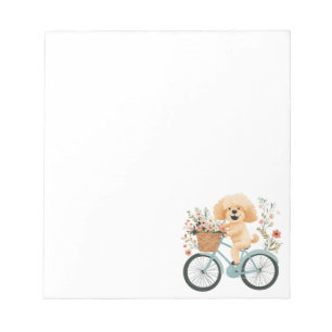 Niedliche Goldendoodle Dog Biking Spring Blumen Notizblock