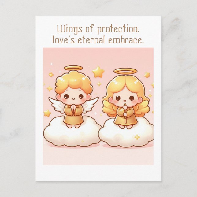 Niedliche goldene Engel Postkarte (Vorderseite)