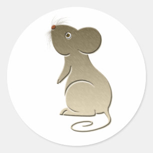Niedliche goldene Maus Runder Aufkleber