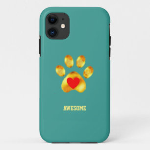Niedliche goldene Pfote auf Türkis Case-Mate iPhone Hülle