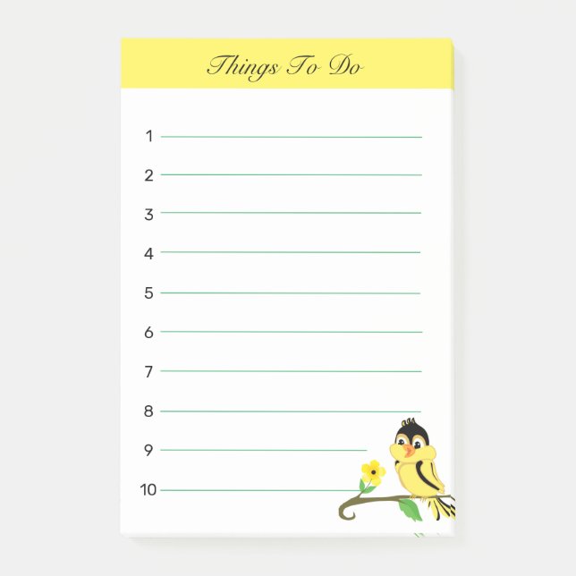 Niedliche Goldfinch-Birdy-Dinge zu tun Post-it Klebezettel (Vorderseite)