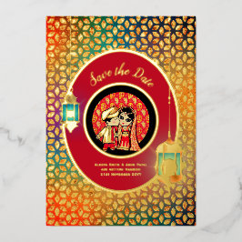 Niedliche GOLDFOLIE Rette indischer PUTTER Datum F Folieneinladung