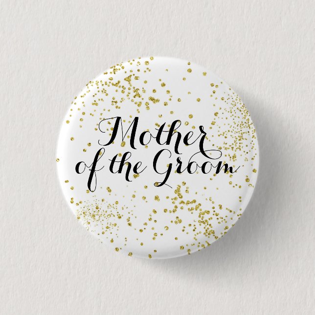 Niedliche GoldGlitzer-Mutter des Bräutigam-Knopfes Button (Vorderseite)