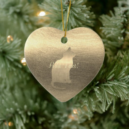 Niedliche Goldkatze Hinzufügen von Text-Ornamenten Keramik Ornament