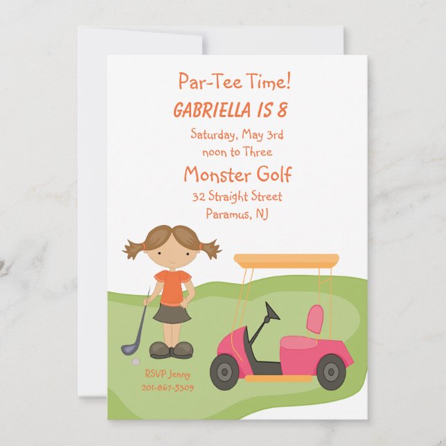 Niedliche Golf Girls Party Einladung (Vorderseite)