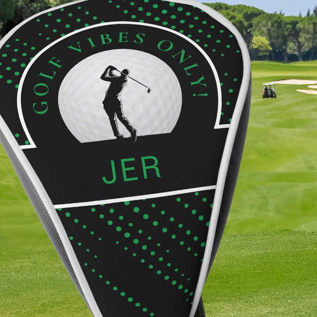 Niedliche Golf Vibes Quote Custom Monogram Black G Golf Headcover (Von Creator hochgeladen)