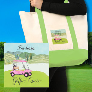 Niedliche Golfszene Pink Cart Name Golfin Königin Tragetasche