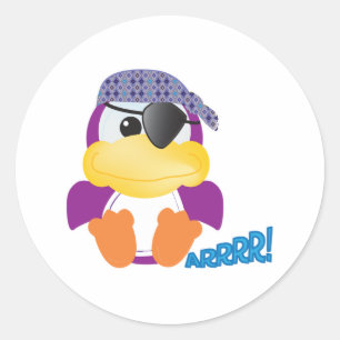Niedliche Goofkins lila Piratenducky Runder Aufkleber