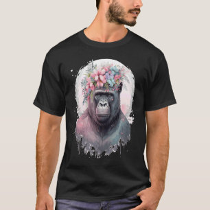 Niedliche Gorilla Blume Kronen Afrikanisches Tier T-Shirt