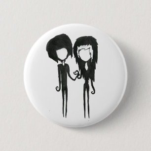 Niedliche Goth Boy und Girly Alternative Art Button