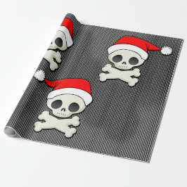 Niedliche Goth Schädel in den Weihnachtsmannmützen Geschenkpapier