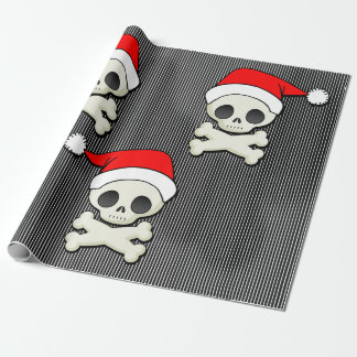 Niedliche Goth Schädel in den Weihnachtsmannmützen Geschenkpapier