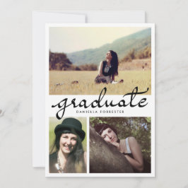 Niedliche Graduiertenkalligraphie Drei Foto Einladung