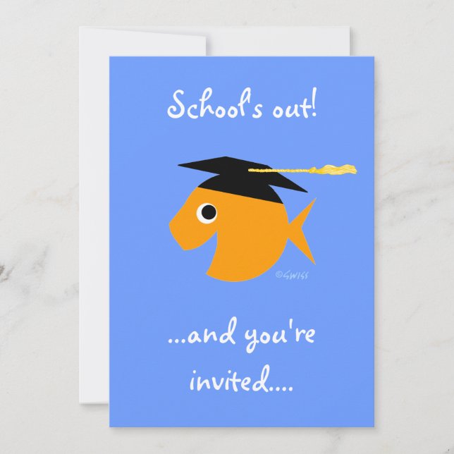 Niedliche Graduierungspartei Einladung Goldfish au (Vorderseite)