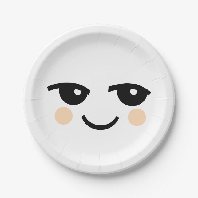 NIEDLICHE GRAFIK KAWAII-FACE-PAPIERPLATTE PAPPTELLER (Vorderseite)