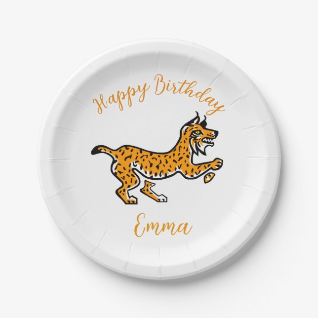 Niedliche grafische LYNX - Wildlife - Party Pappteller (Vorderseite)