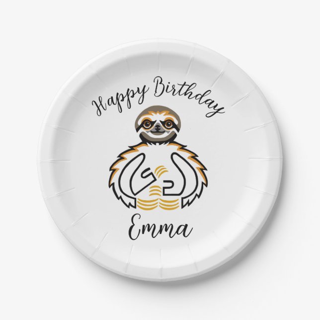 Niedliche grafische SLOTH - Wildtiere - Party Pappteller (Vorderseite)