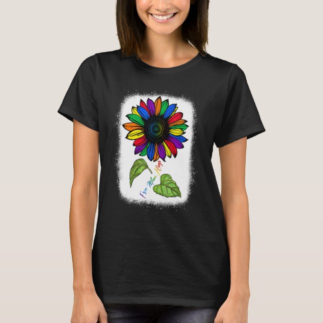 Niedliche Gratis-Mama Hugs Regenbogen Sonnenblumen T-Shirt (Vorderseite)
