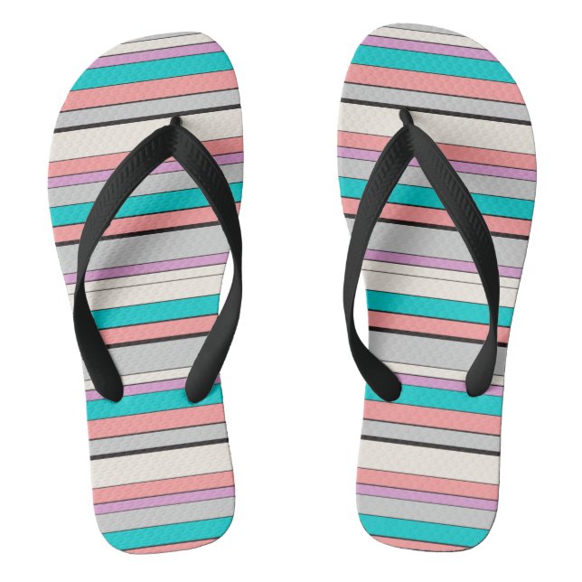 Niedliche graue Aqua-Streifen Flip Flops (Fußbett)