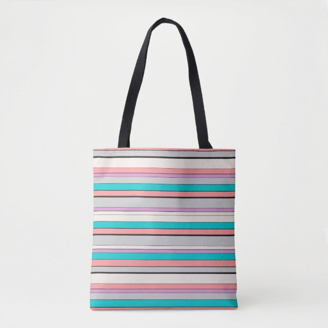 Niedliche graue Aqua-Streifen Tasche (Vorderseite)