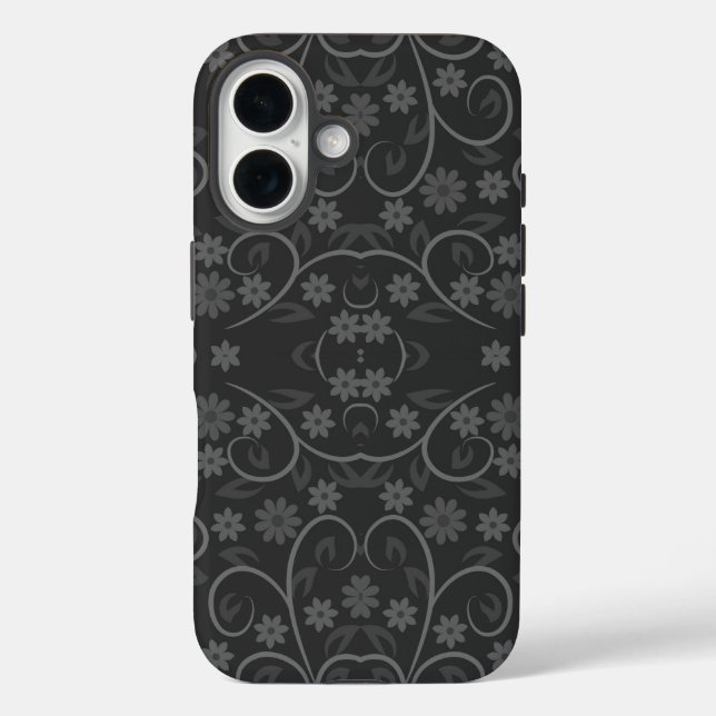 Niedliche graue Blume werfen Kissen iPhone 16 Hülle (Rückseite)