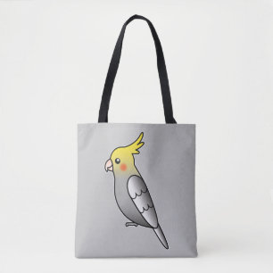 Niedliche Graue Cockatiel Cartoon Bird Illustratio Tasche