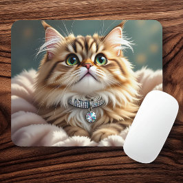 Niedliche graue Fluffy Tabby Katze mit Diamond Col Mousepad