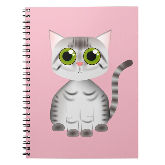 niedliche graue gestreifte Katzen-Cartoonart Notizblock (Vorderseite)