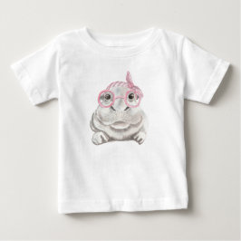 NIEDLICHE Graue HIPPO MIT PINKHAT UND CUP Baby T-shirt