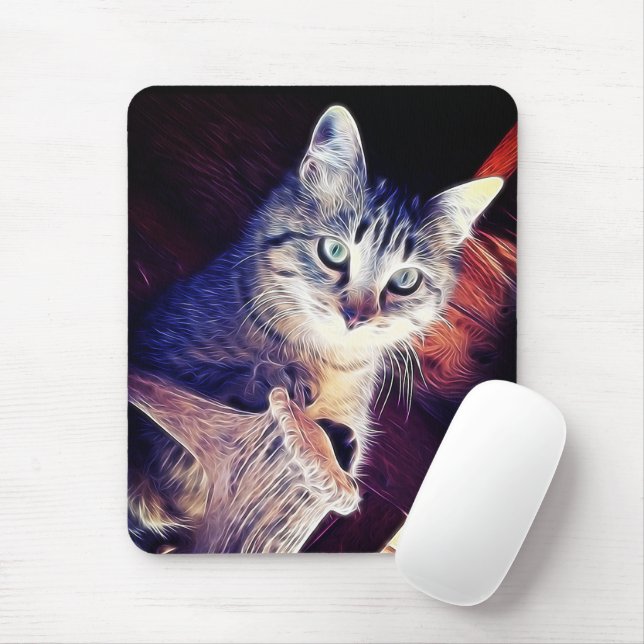 Niedliche graue Kätzchen in Rafters Nah-up Foto Mousepad (Mit Mouse)