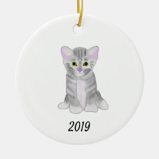 Niedliche graue Kätzchen-Verzierung für Keramik Ornament